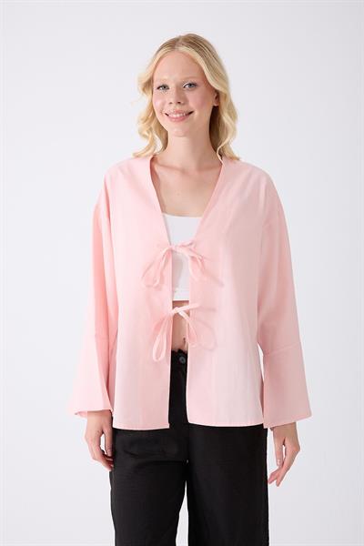 Kadın Pembe Çift Bağlama Kimono