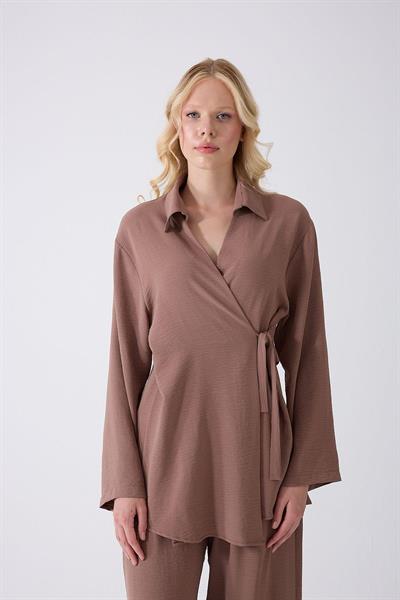 Vizon Kruvaze Bağlamalı Kimono Takım – Oversize Rahat Kesim