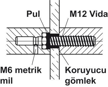 Bağlantı elemanı,tek taraf,cam,8-12mm
