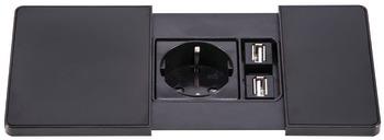 V-PAD Priz, 1priz/2USB, siyah