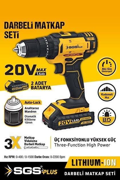 AKÜLÜ VİDALAMA SETİ DARBELİ 20 VOLT 2*1.5Ah