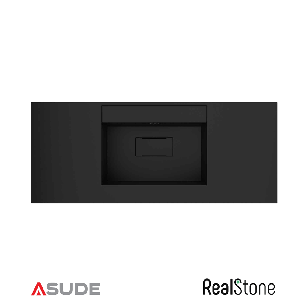 Realstone Flatstone Etajerli Granit Lavabo 120*50 cm Siyah