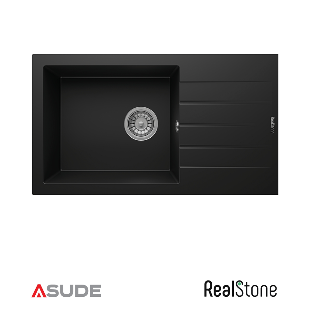Realstone P010 Assos Damlalıklı Granit Evye 760*435 mm Siyah