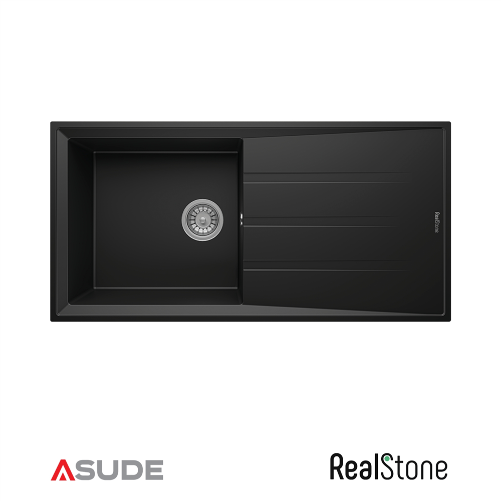 Realstone P012 Efes Damlalıklı Granit Evye 1000*500 mm Siyah