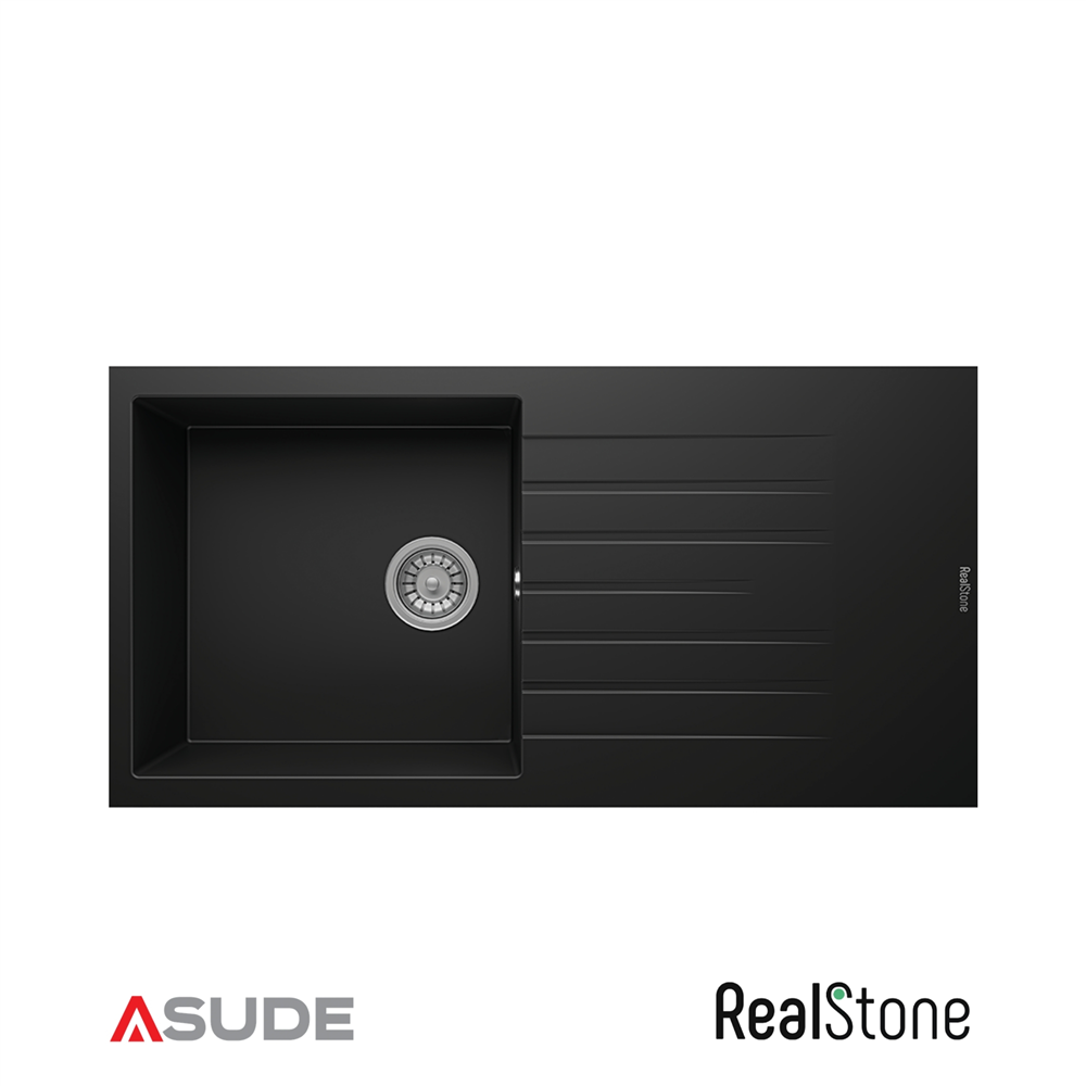 Realstone P015 Laodikya Damlalıklı Granit Evye 1000*500 mm Siyah