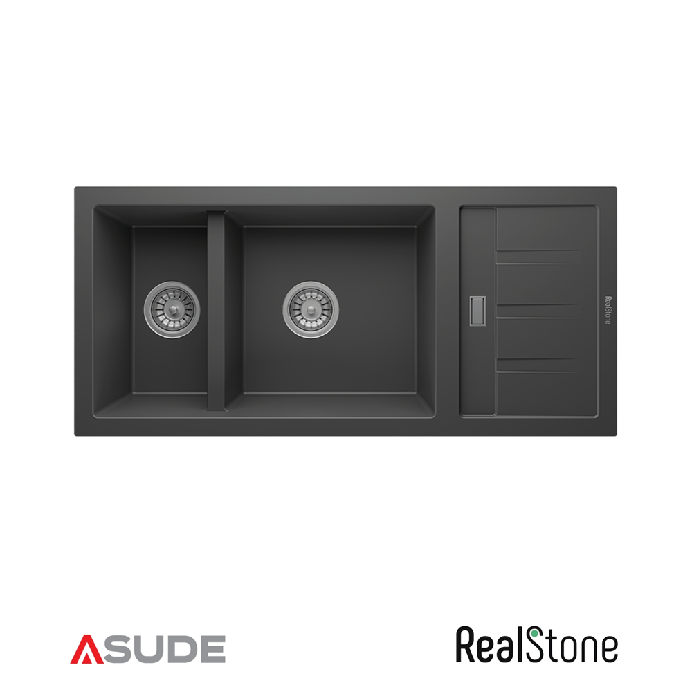 Realstone P024 Artemis 1.5 Göz Damlalıklı Granit Evye 1000*460 mm Antrasit
