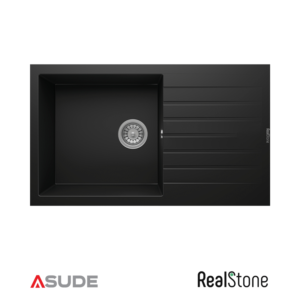 Realstone P014 Laodikya Damlalıklı Granit Evye 860*500mm Siyah