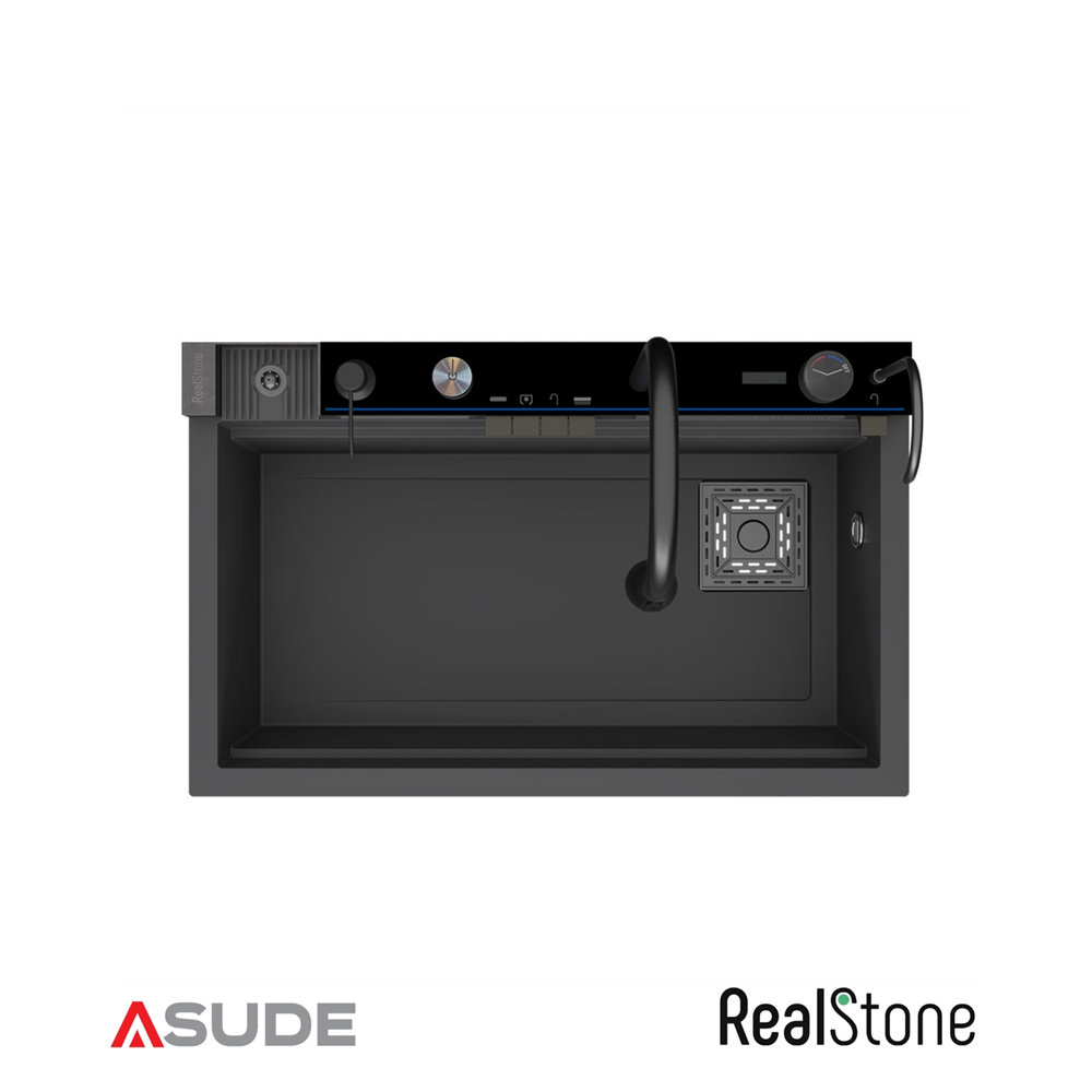 Realstone Viktoria Akıllı Granit Evye + Aksesuar Set Antrasit