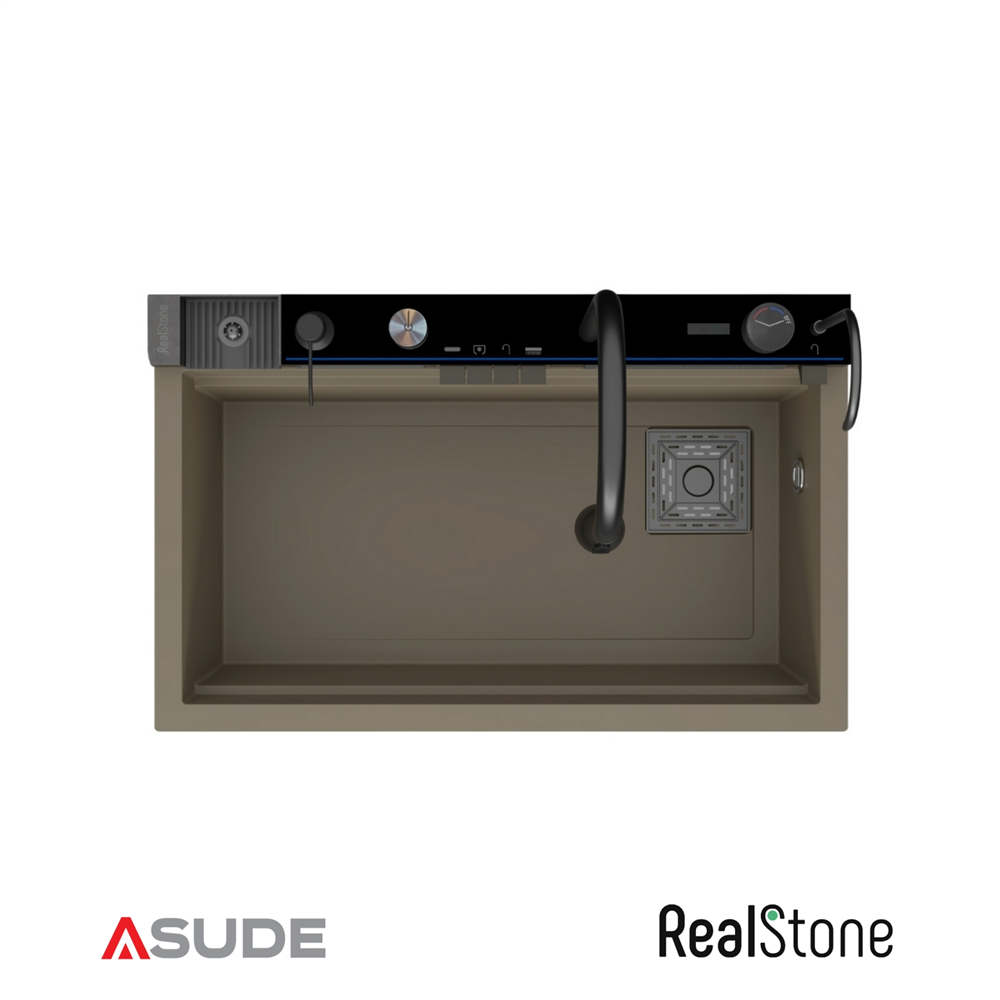 Realstone Viktoria Akıllı Granit Evye + Aksesuar Set Cappuccino