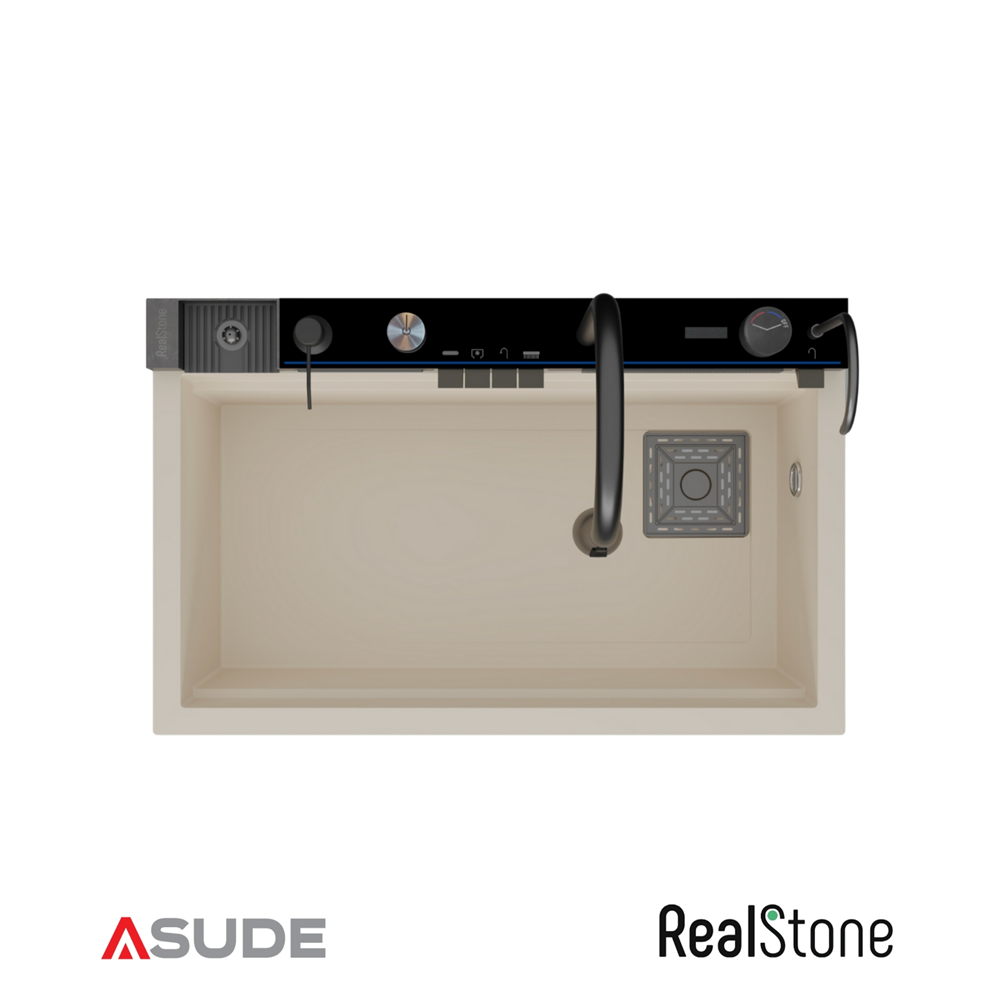 Realstone Viktoria Akıllı Granit Evye + Aksesuar Set Krem