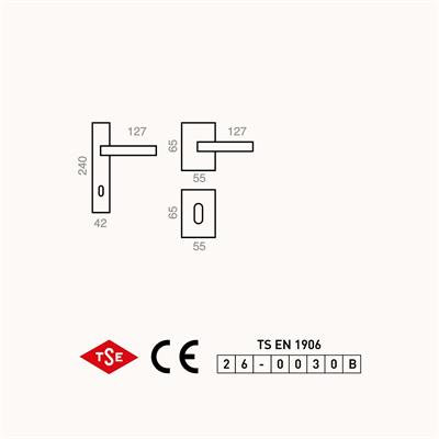 Sofuoğlu Derya Çelik Kare Rozetli Oda Kapı Kolu (Boyalı Mat Siyah Saten)