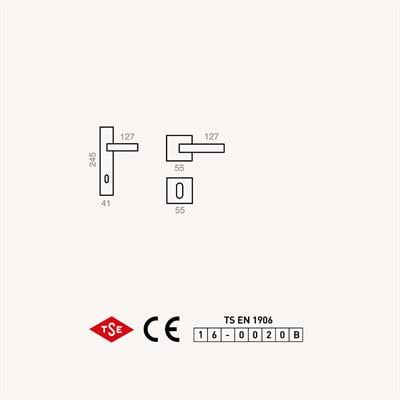 Sofuoğlu Derya Çelik Kare Rozetli Oda Kapı Kolu (Sarı Mat Antik)