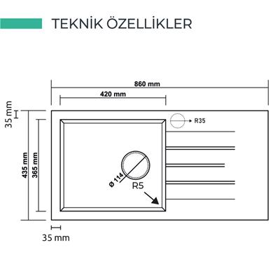 P011 ASSOS DAMLALIKLI G.EVİYE 860*435MM SİYAH