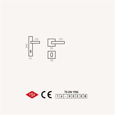 Sofuoğlu Derya Kare Rozetli Alüminyum Oda Kapı Kolu (Mat Antrasit / Mat Saten)