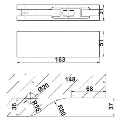 A Alt pivot menteşe p.çelik mat