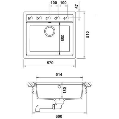ADELA Dolomite granit eviye, 570x510mm