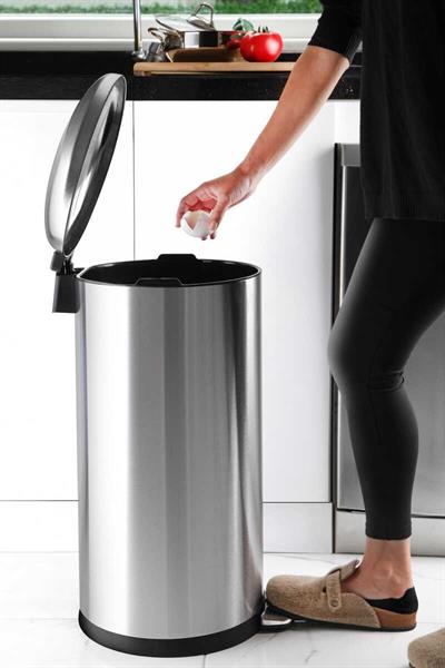 Primanova Bombe Kapaklı Çelik Çöp Kovası 40 Lt Metal