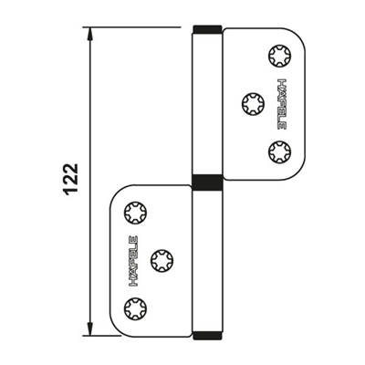Bayrak menteşe,çelik, m.siyah,2,5mm