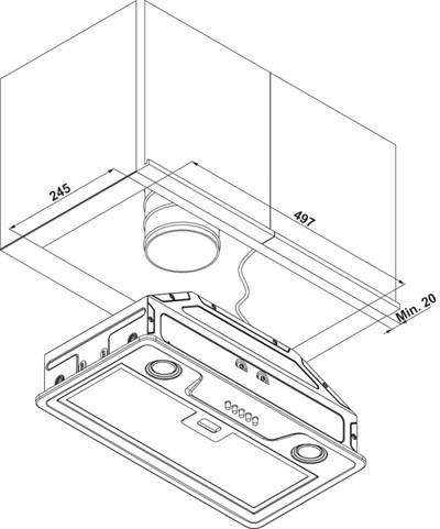 Hafele Box B Gömme Davlumbaz 52 cm Siyah