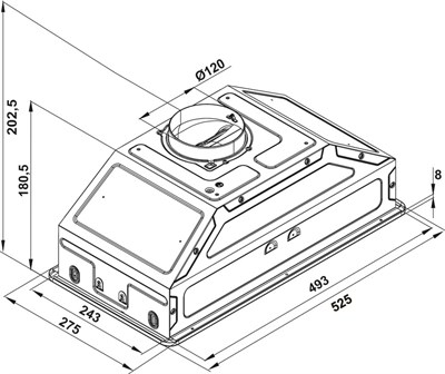 Hafele Box B Gömme Davlumbaz 52 cm Siyah