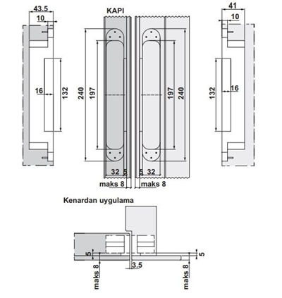 CDH 160 Gizli menteşe mat nikel 160kg