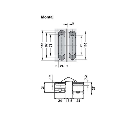 CDH 40S Gizli menteşe mat nikel 52kg