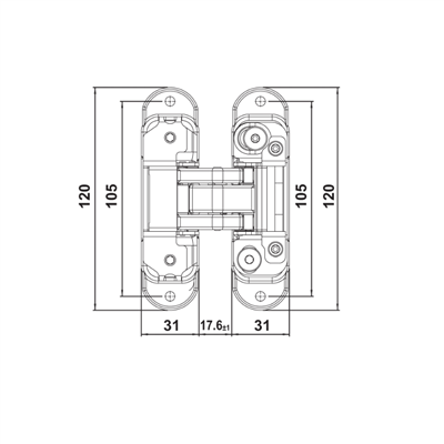CDH 60 Gizli menteşe parlak pirinç 60kg