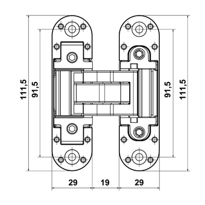 CDH 80C Gizli menteşe mat siyah 100kg
