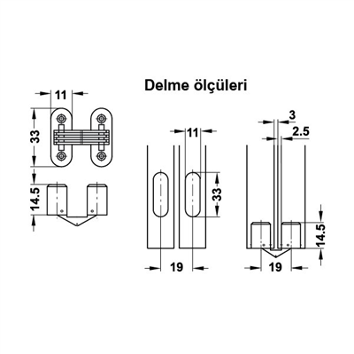COEN Gizli ment. beyaz/galvaniz 11x33mm