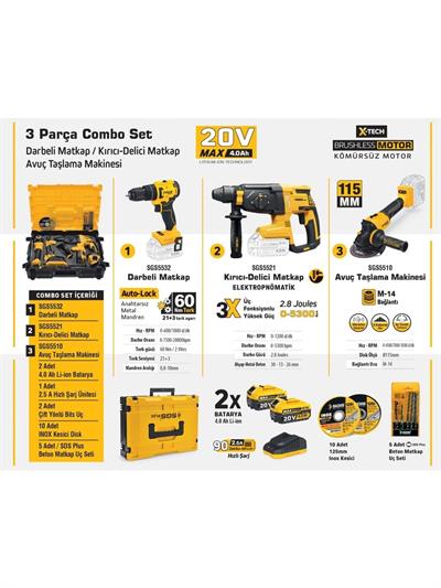 COMBO SET 3 PARÇA (Darbeli Matkap/Kırıcı-Delici Matkap/Avuç Taslama Makinesi)