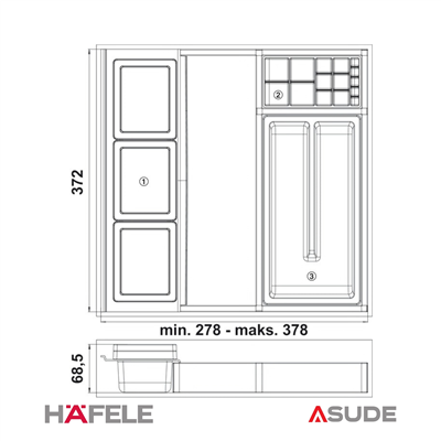 COSY Çekmece org., 412/482 mm, antrasit