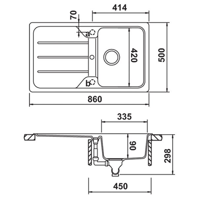 ELISA Dolomite granit eviye, 860x500mm