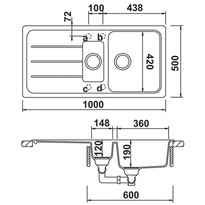 ELISA Kronos granit eviye, 1000x500mm