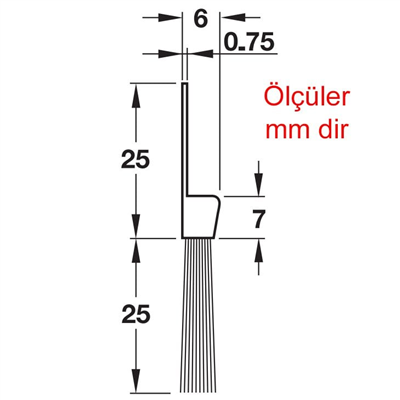 Kapı altı fırçası yüzeye monte 1000mm