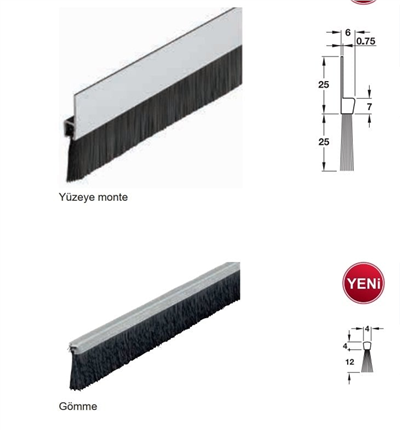 Kapı altı fırçası yüzeye monte 1000mm