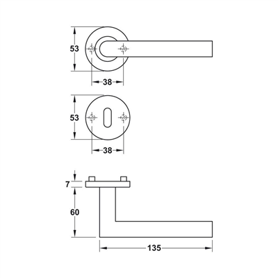 Kapı kol seti PC 8mm pas.çel parlak