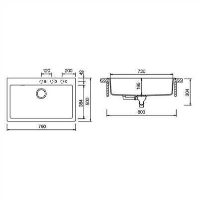 LARGE Dolomite granit eviye, 790x500mm