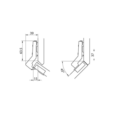 M.K. 45º kpk. mntş.  ydb 45/9,5 düb. 8mm