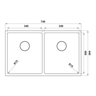 NOVARA07 Eviye,740x440mm,pas.çel.fırçalı