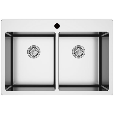 NOVARA13 Eviye,750x505mm,pas.çel.fırçalı