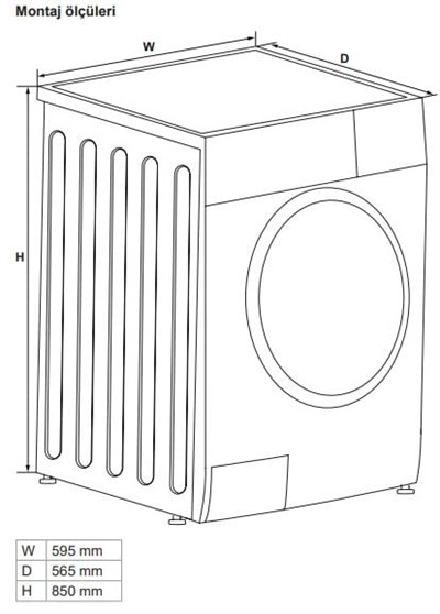 Hafele Orion Solo Kurutmalı Çamaşır Makinesi 10/7 kg Gri
