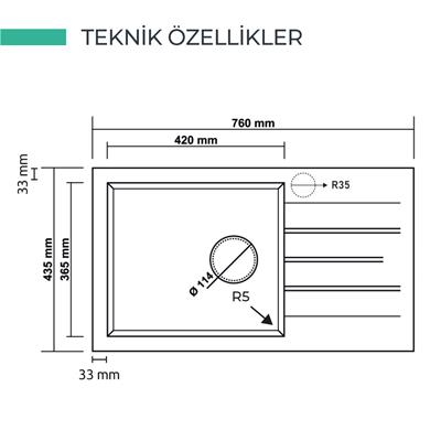 P010 ASSOS DAMLALIKLI G.EVİYE 760*435MM GRİ