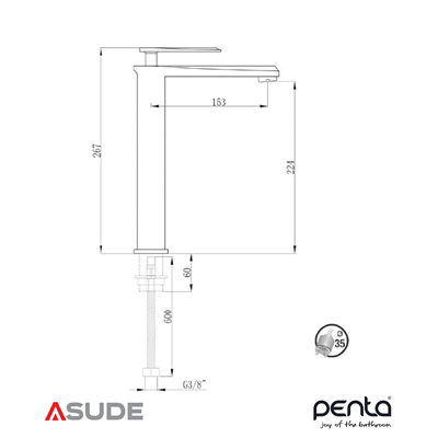 Penta 5351H-MB Capella Mat Bronz Yüksek Çanak Lavabo Bataryası