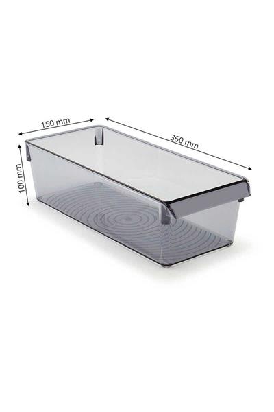Primanova K Kapaklı Düzenleyici Raf PS 360x150x100 mm Şeffaf Siyah