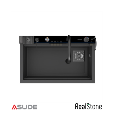 Realstone Viktoria Akıllı Granit Evye + Aksesuar Set Antrasit