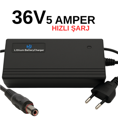 36V 5A Elektrikli Bisiklet Şarj Cihazı – 42V Hızlı Şarj (10S Li-ion / LiFePO4 Uyumlu)
