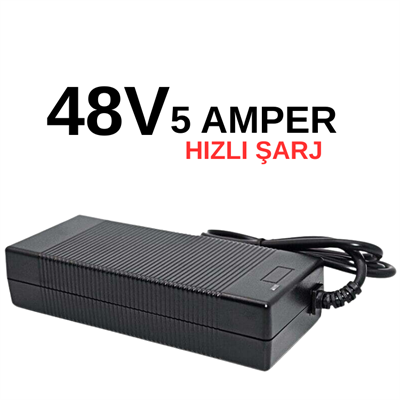 48 Volt (13S) 5A Elektrikli Bisiklet Şarj Aleti – 54.6V Hızlı Şarj – Güçlü 5 Amper Lityum Batarya Şarj Cihazı