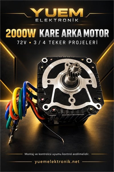 YUEM 72V 2000W Kare Arka Motor | 3 ve 4 Teker Projeleri