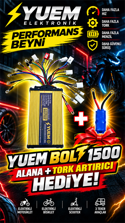 YUEM BOLT 1500 – 1500W Akıllı Performans Beyni | %30'a Varan Ekstra Menzil | Yapay Zekâ Destekli