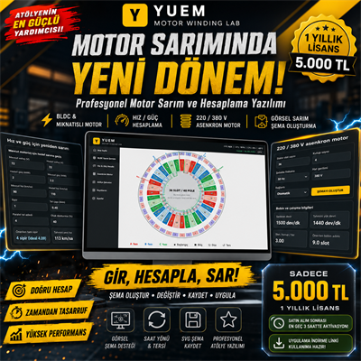 YUEM Motor Winding Lab | BLDC ve Asenkron Motor Sarım Programı – 1 Yıllık Lisans